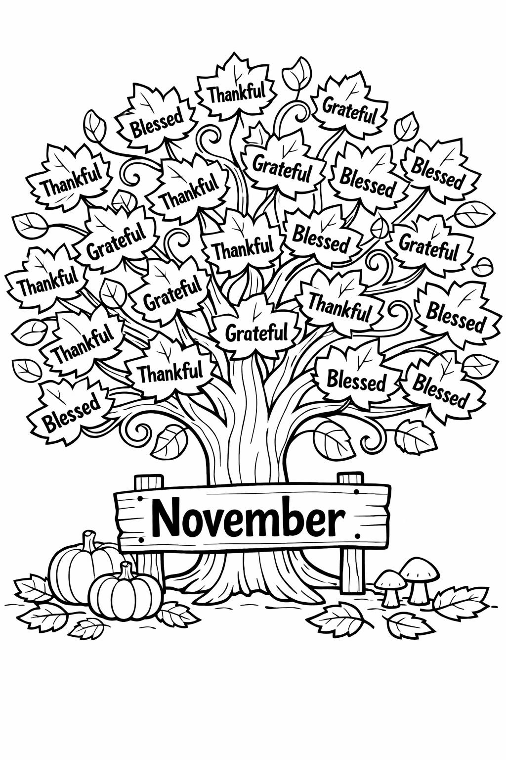 November calendar coloring page | monthly calendar printable | seasonal coloring sheet