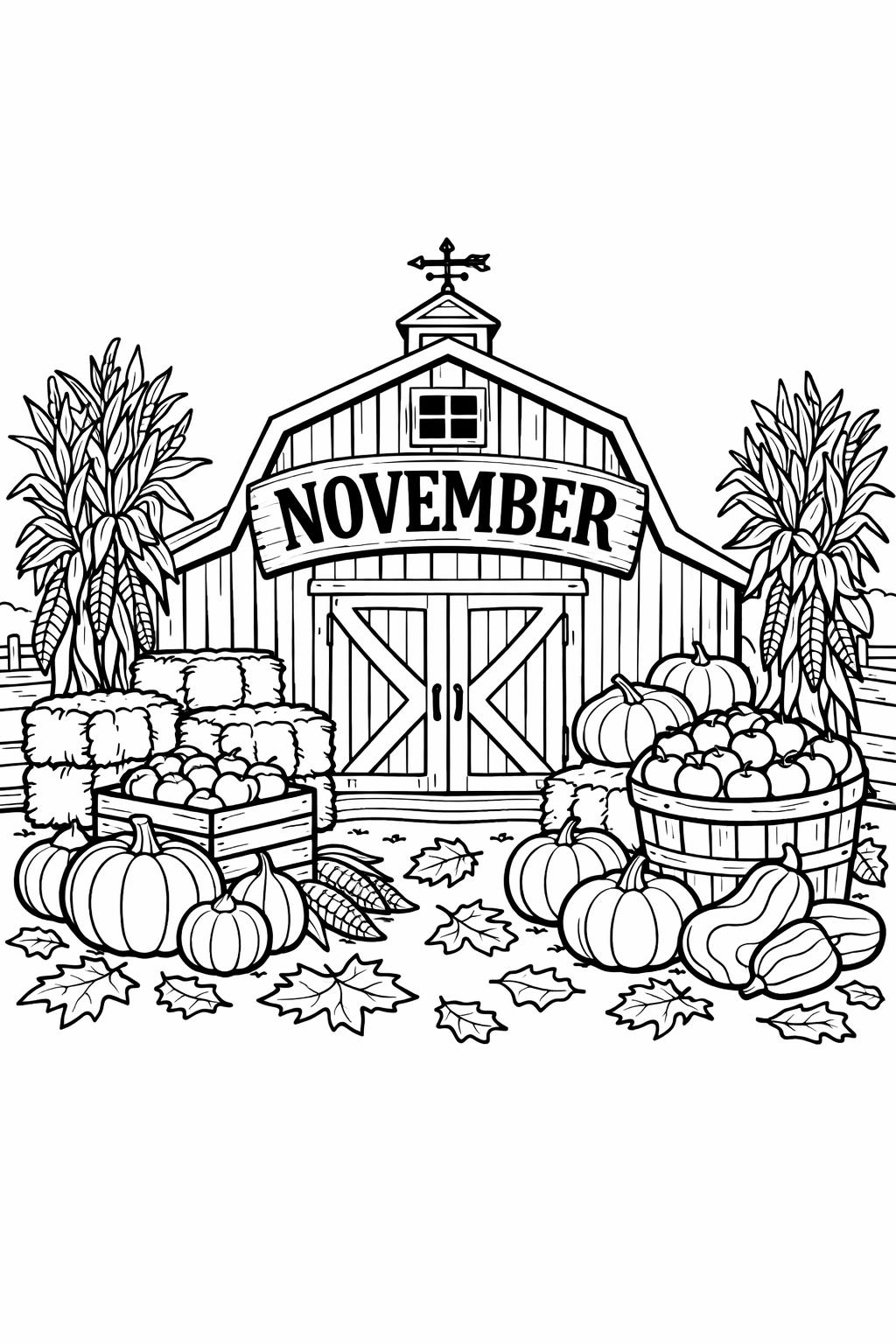 autumn leaves coloring page | November fall foliage | nature coloring activity