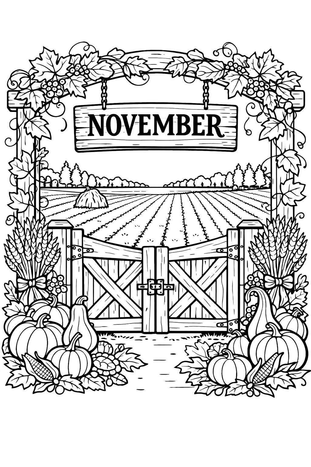 free November coloring page | monthly autumn printable | fun seasonal activity