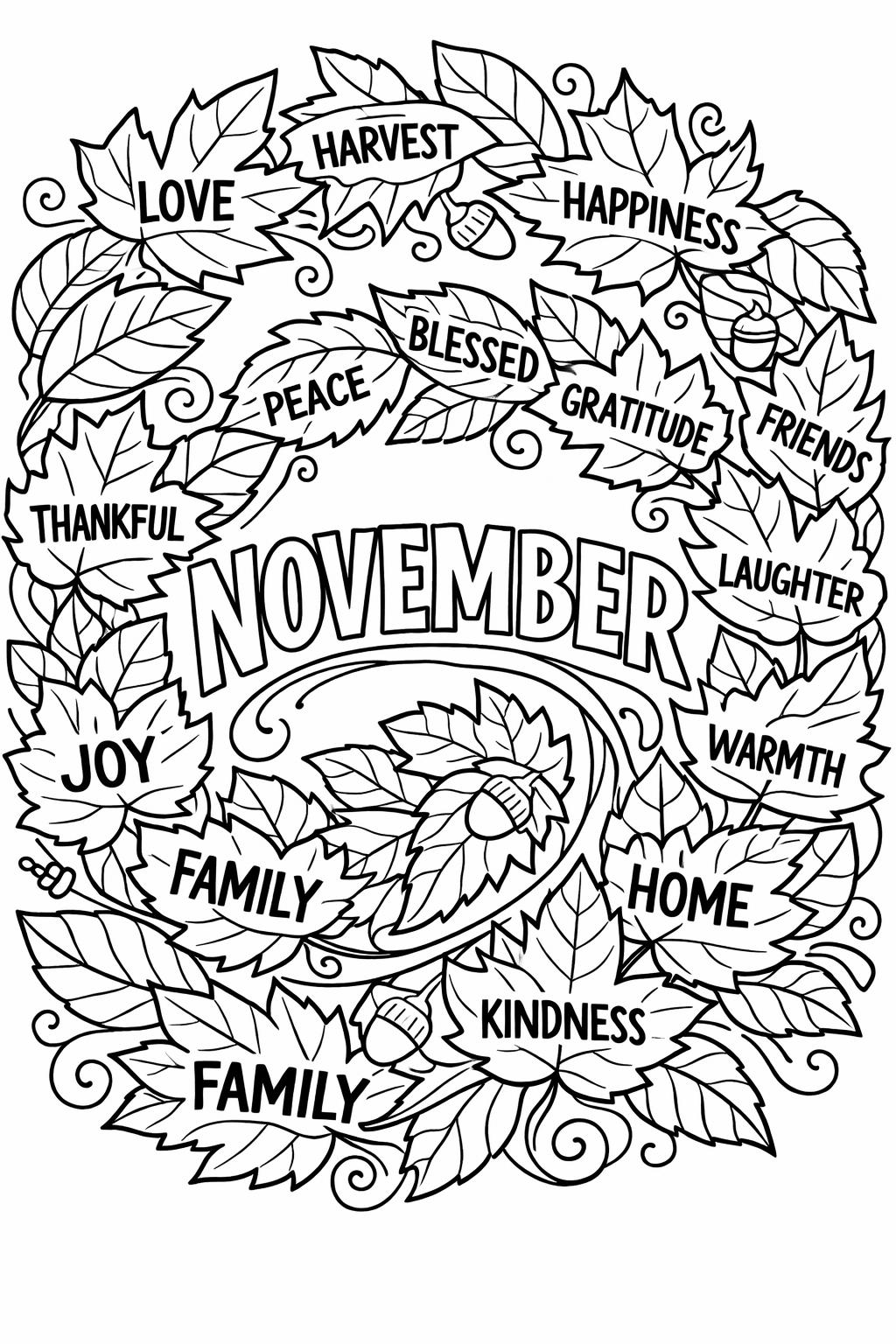 fall tree coloring page | colorful November foliage | relaxing coloring sheet