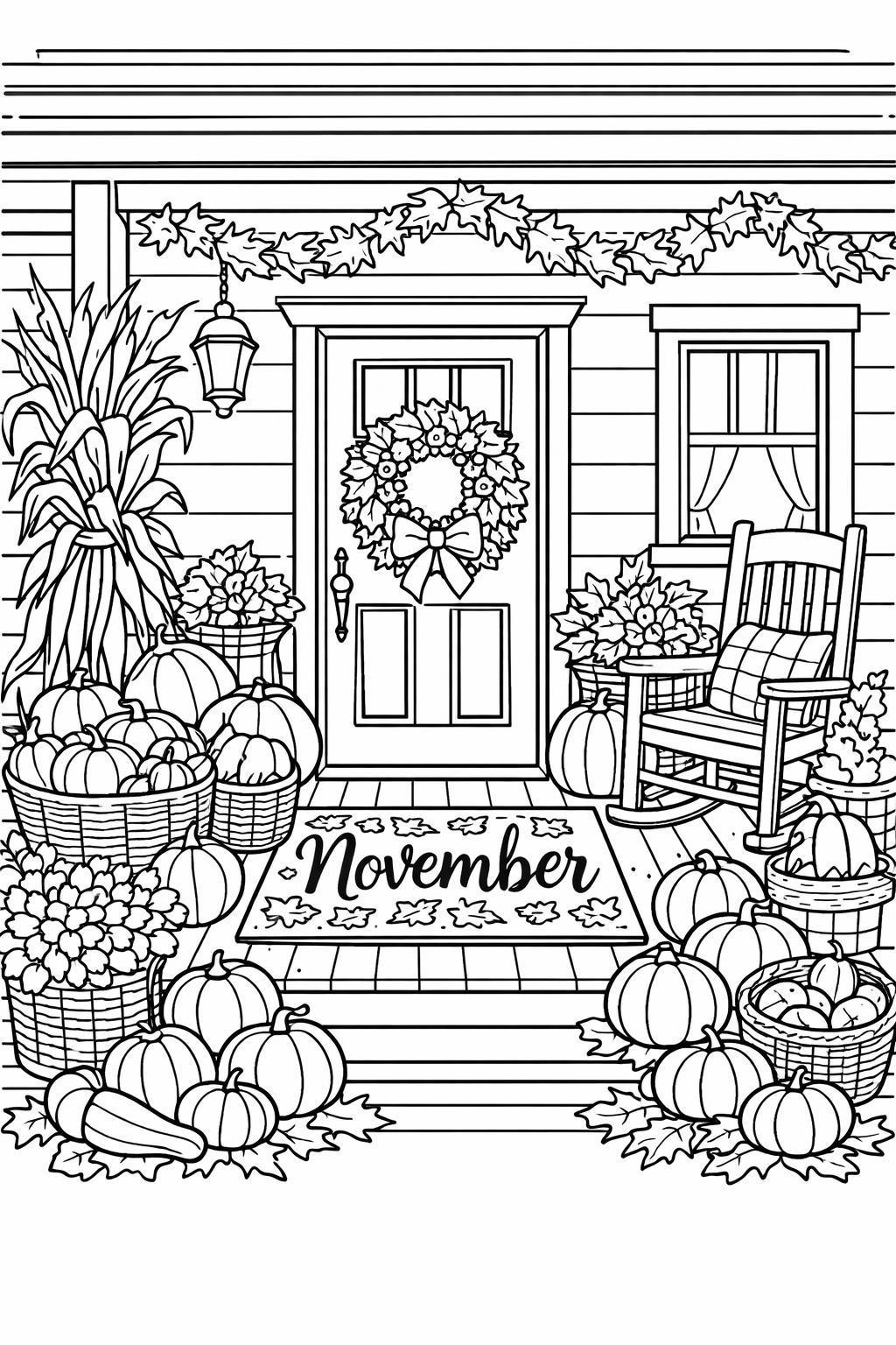 squirrel coloring page | cute autumn woodland animal | November coloring page