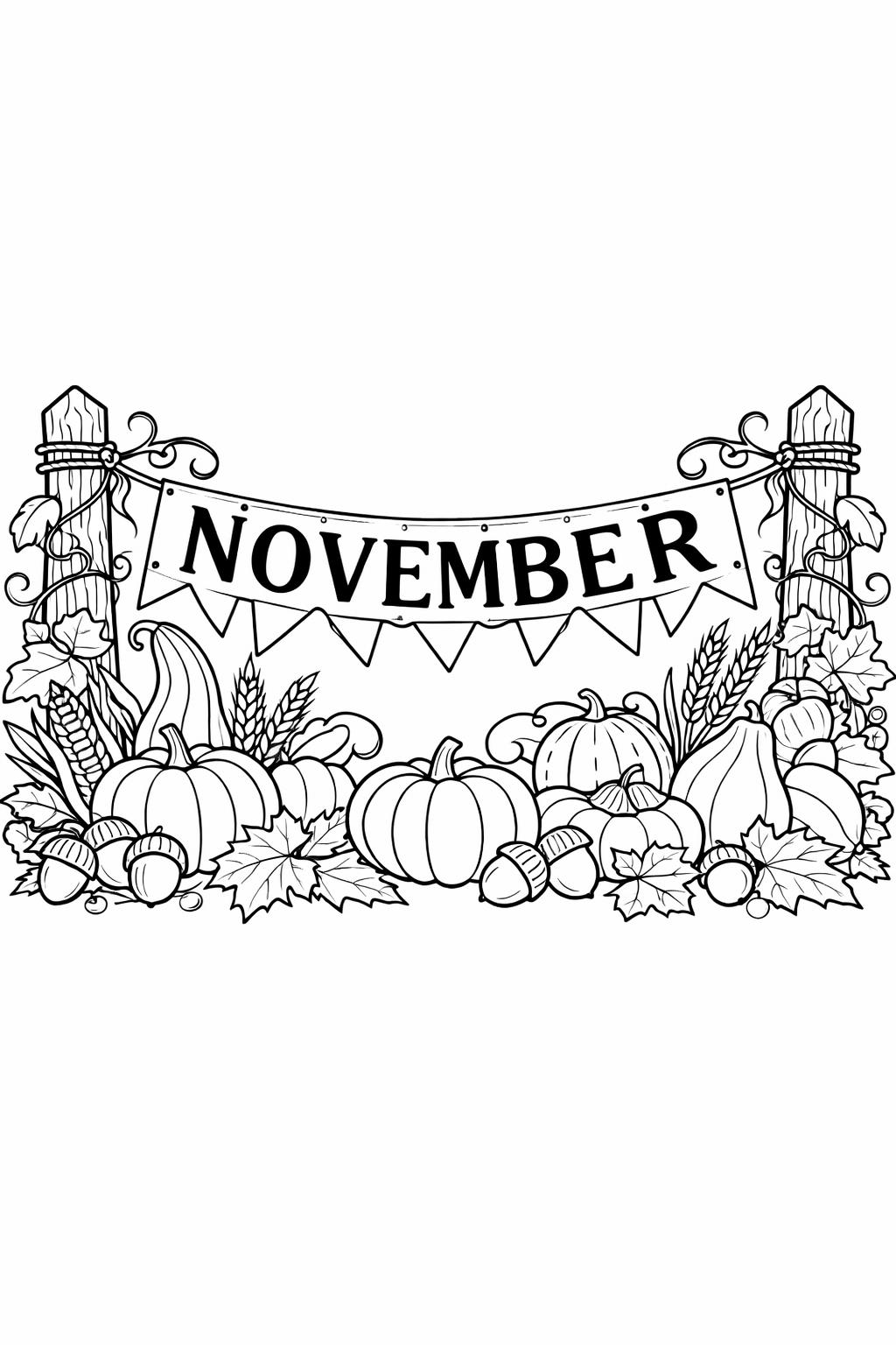 cornucopia coloring page | Thanksgiving harvest basket | festive coloring sheet