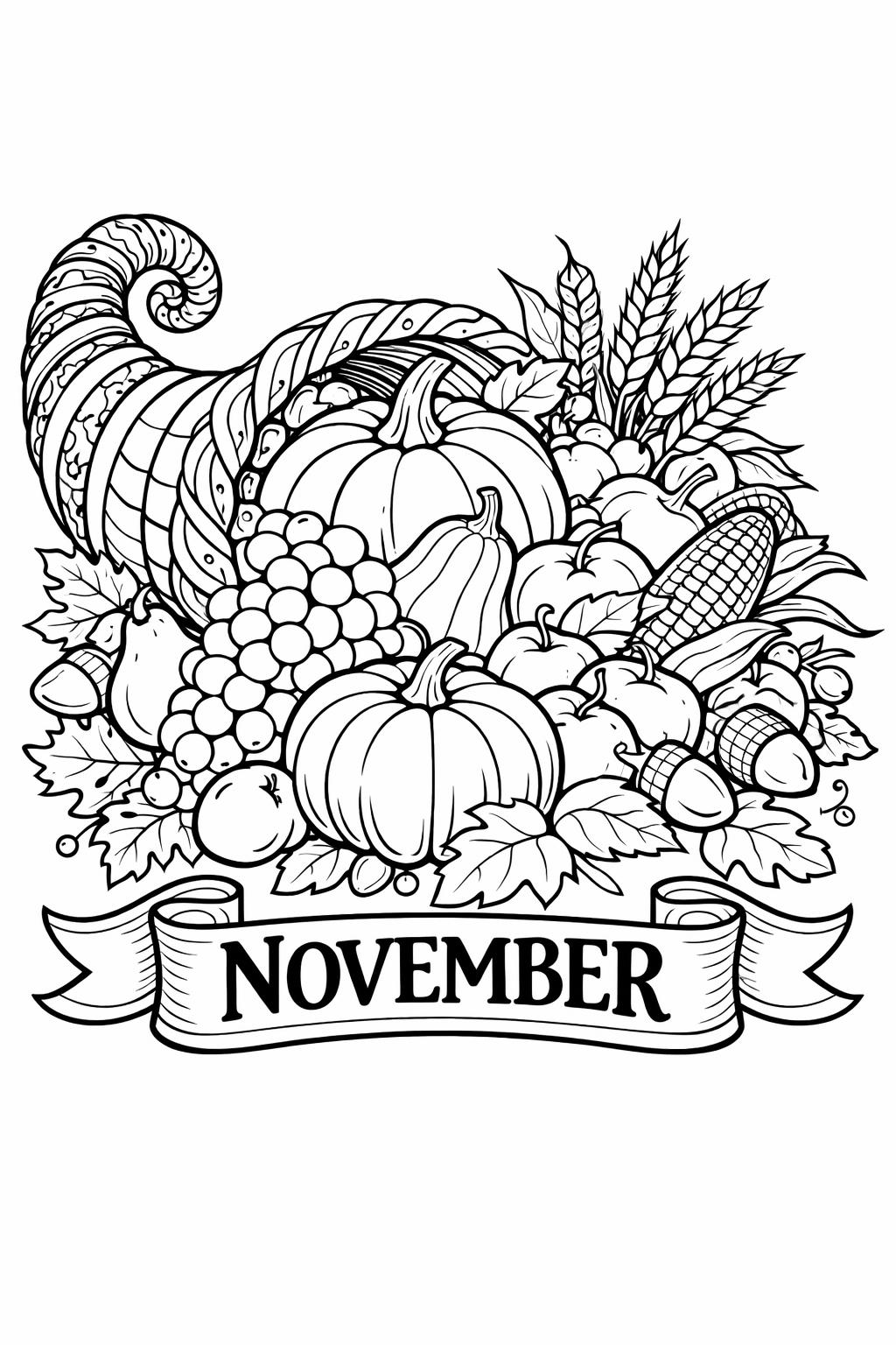 Thanksgiving gnome coloring page | cute holiday character | November printable