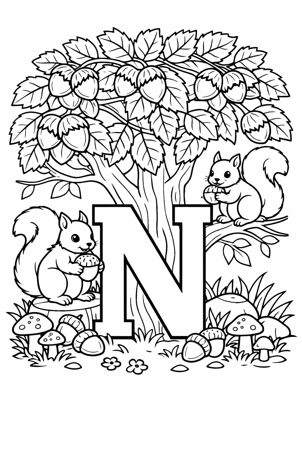 letter N tracing page | handwriting practice worksheet | educational coloring page