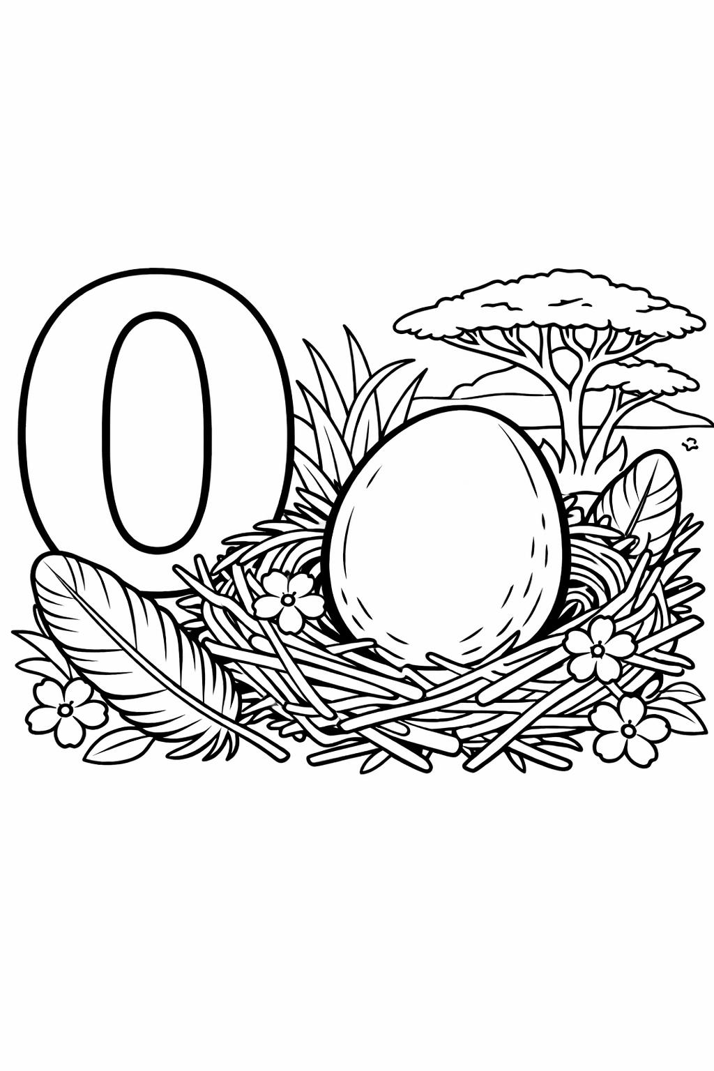 cartoon letter O coloring page | playful alphabet character | fun learning sheet