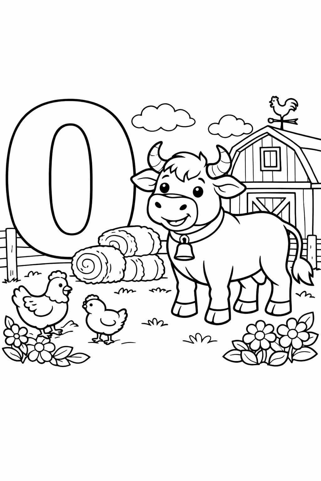 letter O objects page | words that start with O | educational coloring sheet
