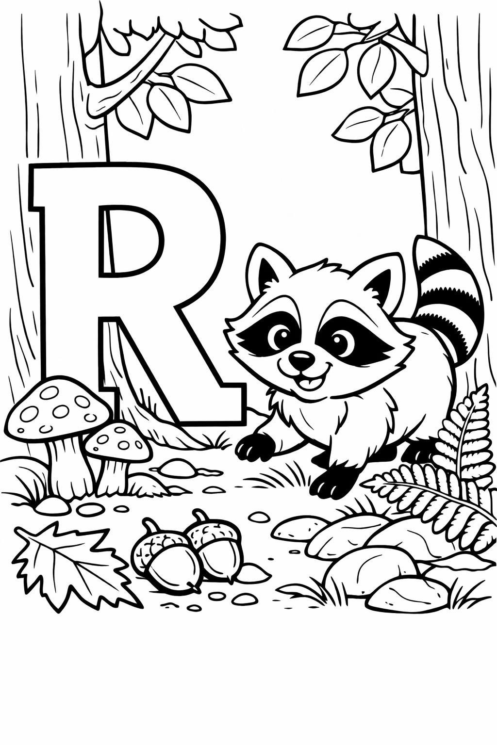 alphabet R coloring page | beginner reading activity | printable learning page