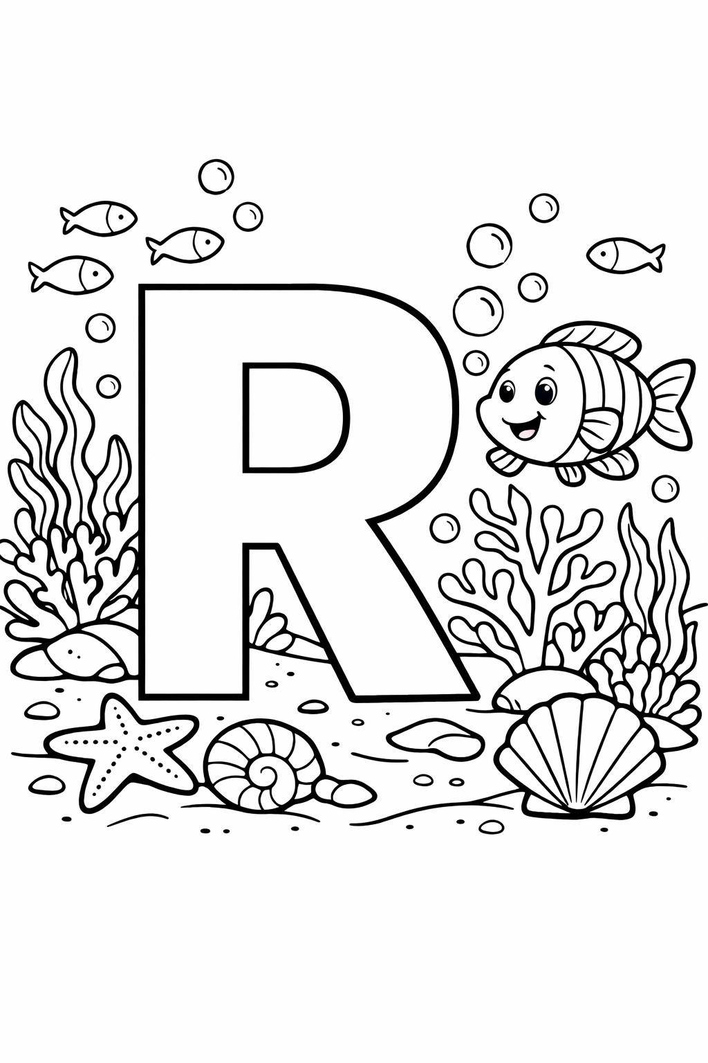 letter R tracing page | handwriting practice worksheet | educational coloring page