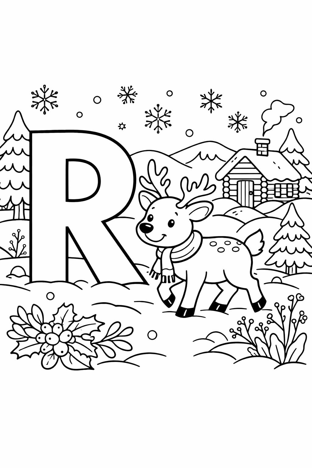 decorative letter R page | patterned alphabet design | creative coloring activity