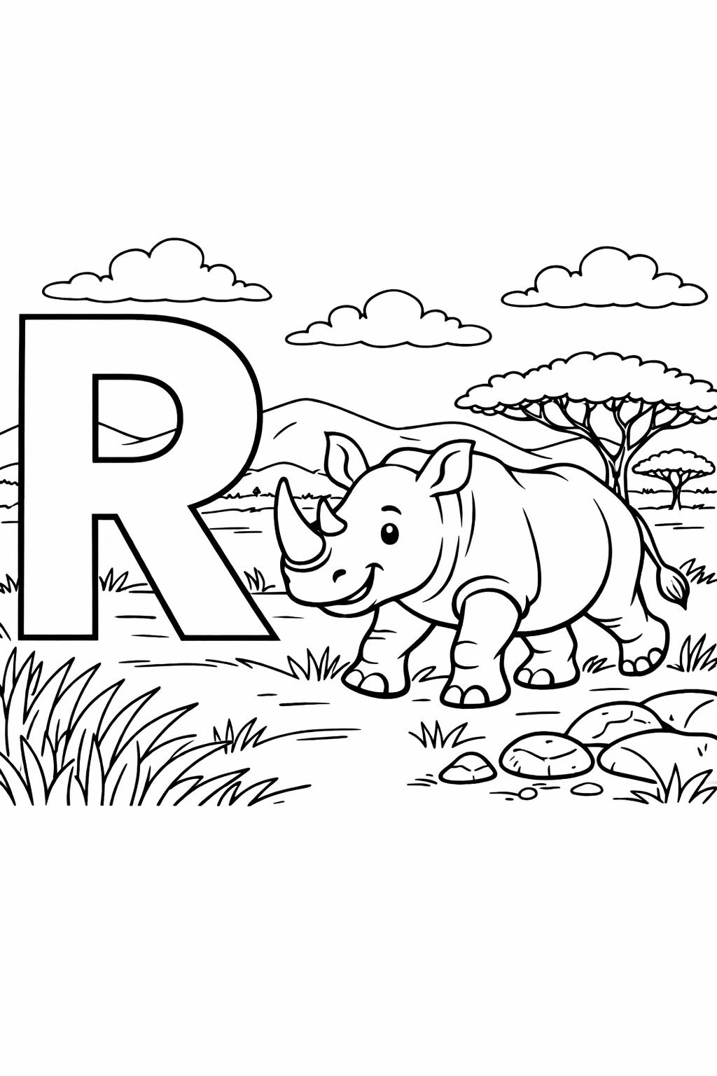 printable letter R coloring page | alphabet themed worksheet | early learning fun