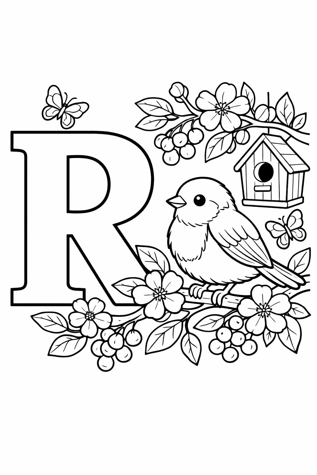 alphabet learning coloring page | letter R practice | educational printable