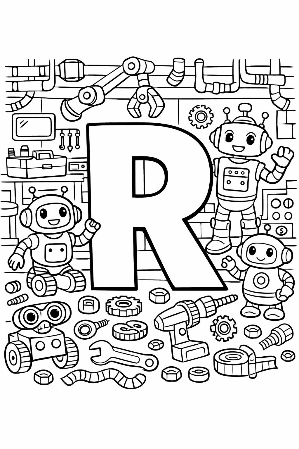 R is for rainbow coloring page | colorful weather illustration | playful learning activity