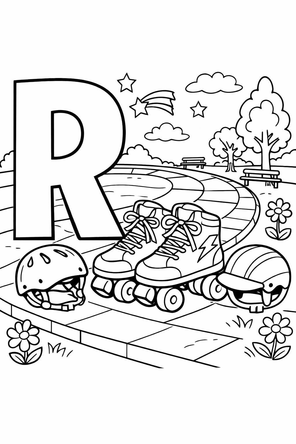 R is for reindeer coloring page | Christmas animal alphabet activity | learning worksheet