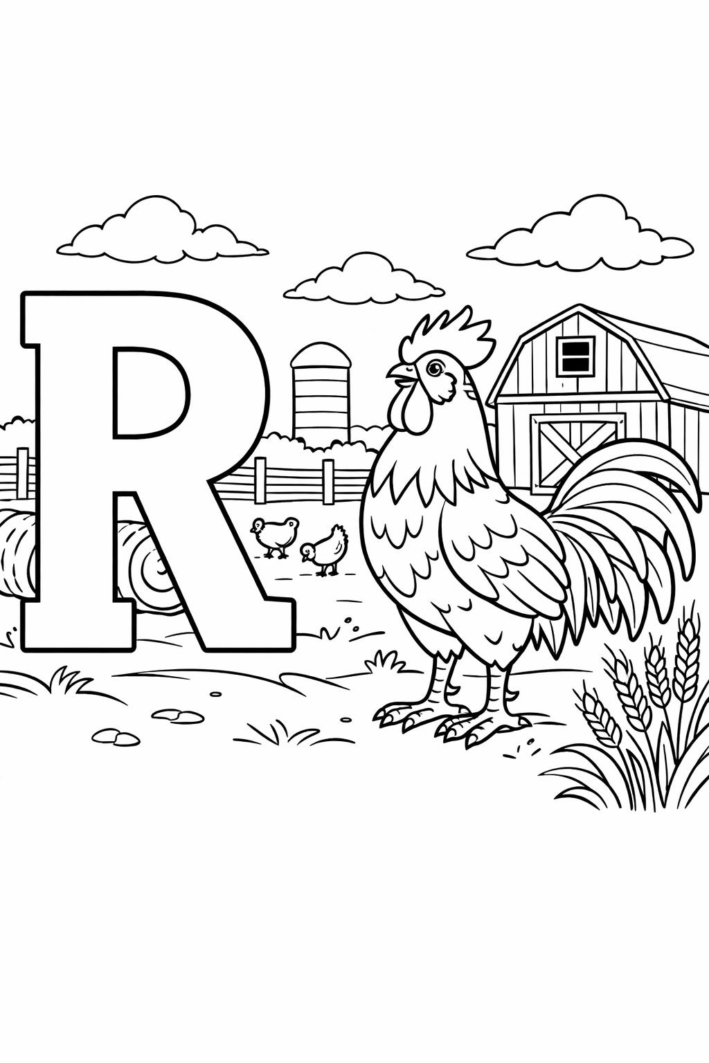 lowercase r coloring page | early literacy activity | fun alphabet page