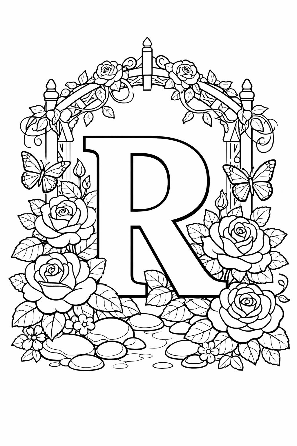letter R and rainbow page | colorful alphabet activity | kids coloring page