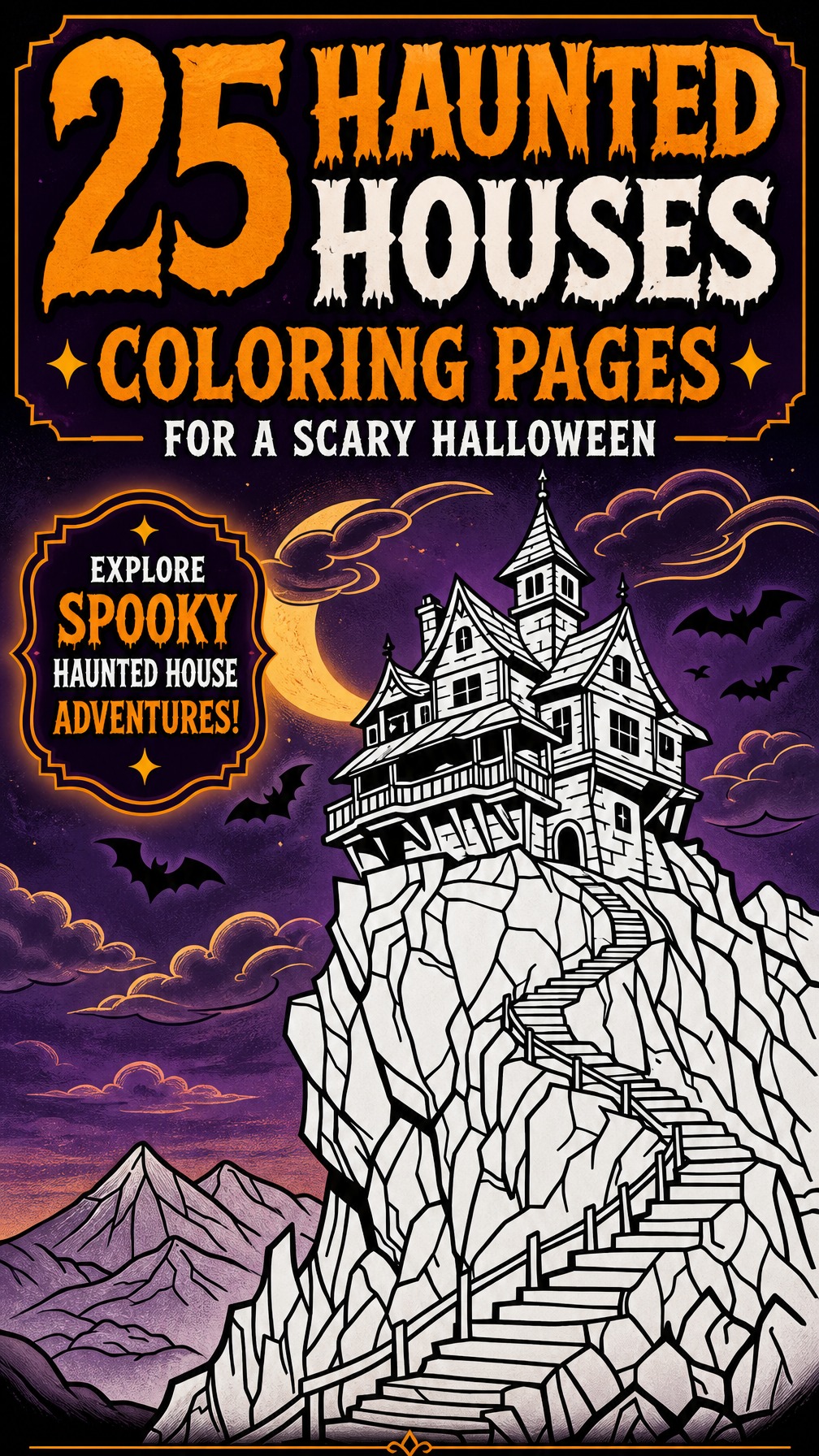 haunted house coloring page | Halloween printable coloring sheet | spooky activity