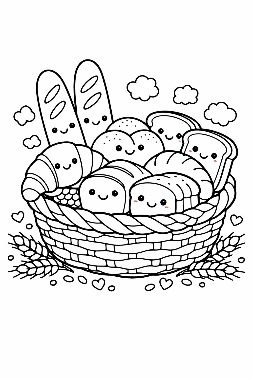 kawaii rice bowl coloring page | cute Asian food illustration | fun printable activity