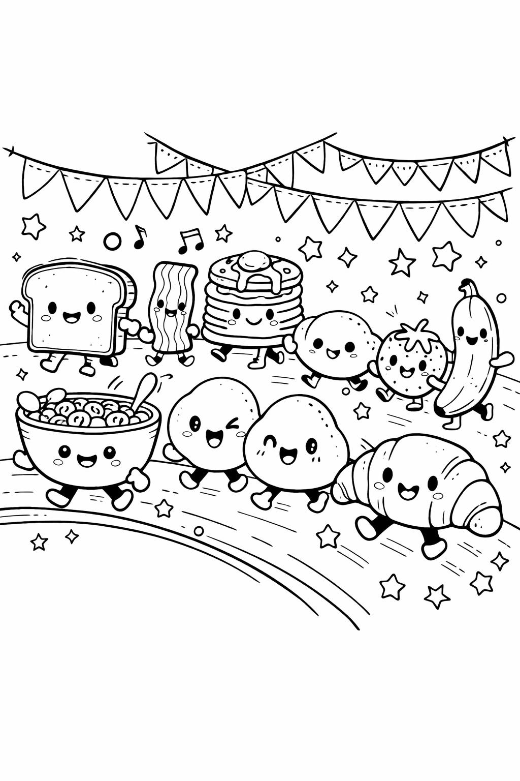 kawaii banana coloring page | adorable banana illustration | kids coloring activity
