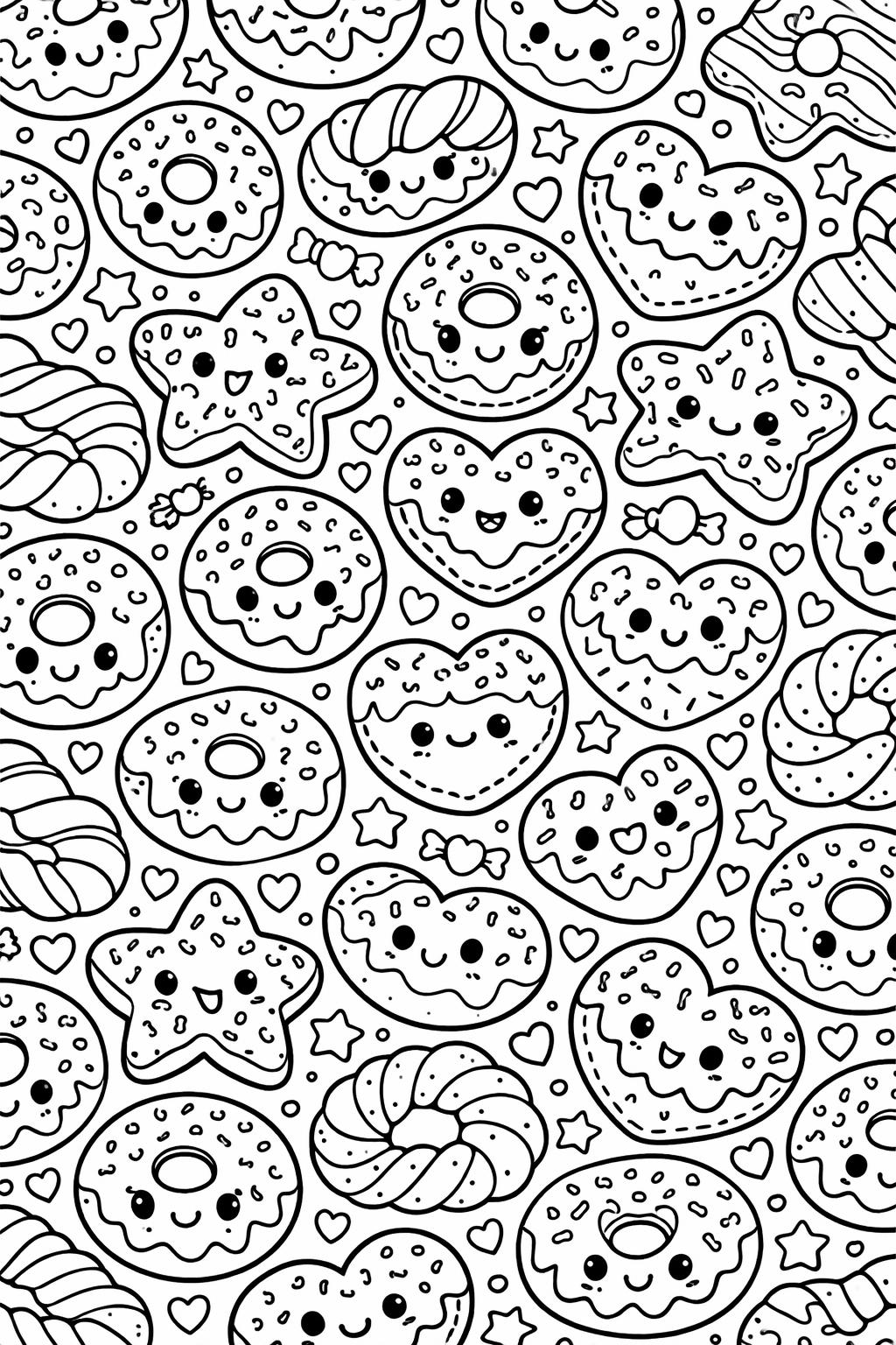 kawaii cookie coloring page | adorable cookie artwork | fun food coloring sheet