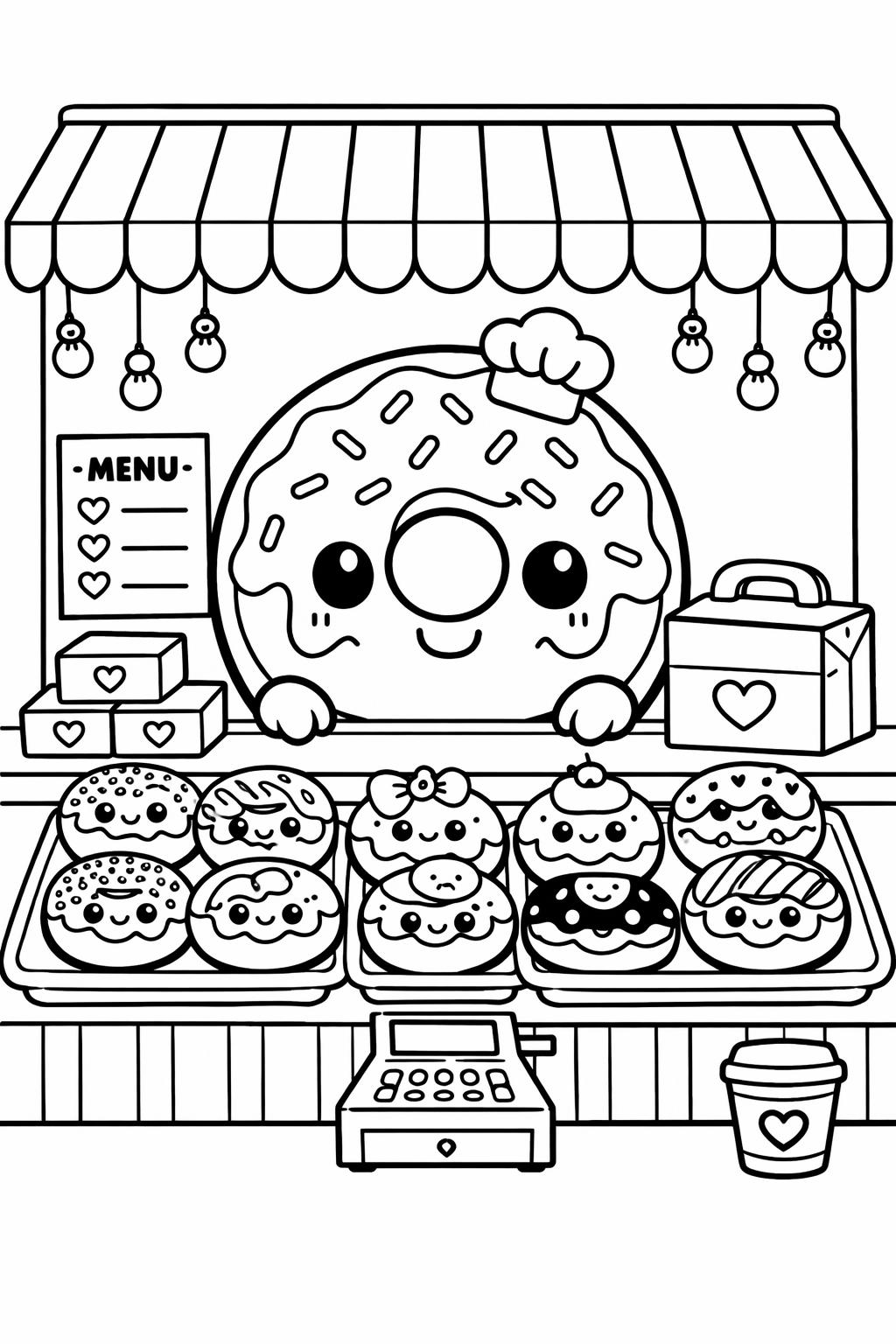 kawaii tea cup coloring page | cute tea illustration | printable coloring sheet