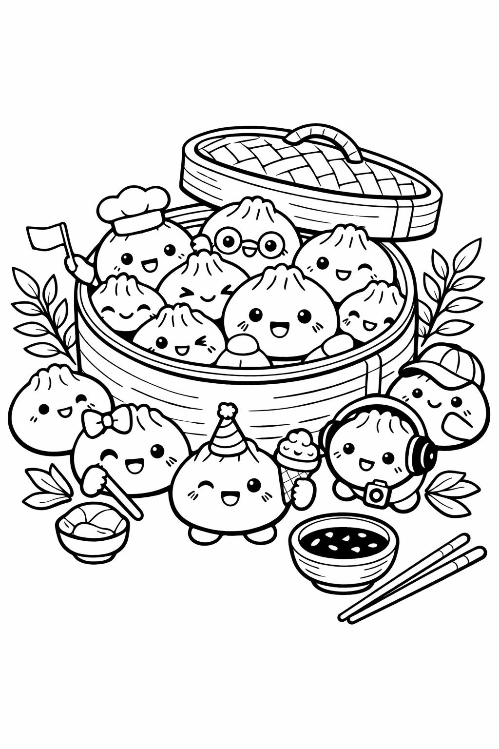 kawaii sushi coloring page | adorable sushi designs | printable coloring sheet