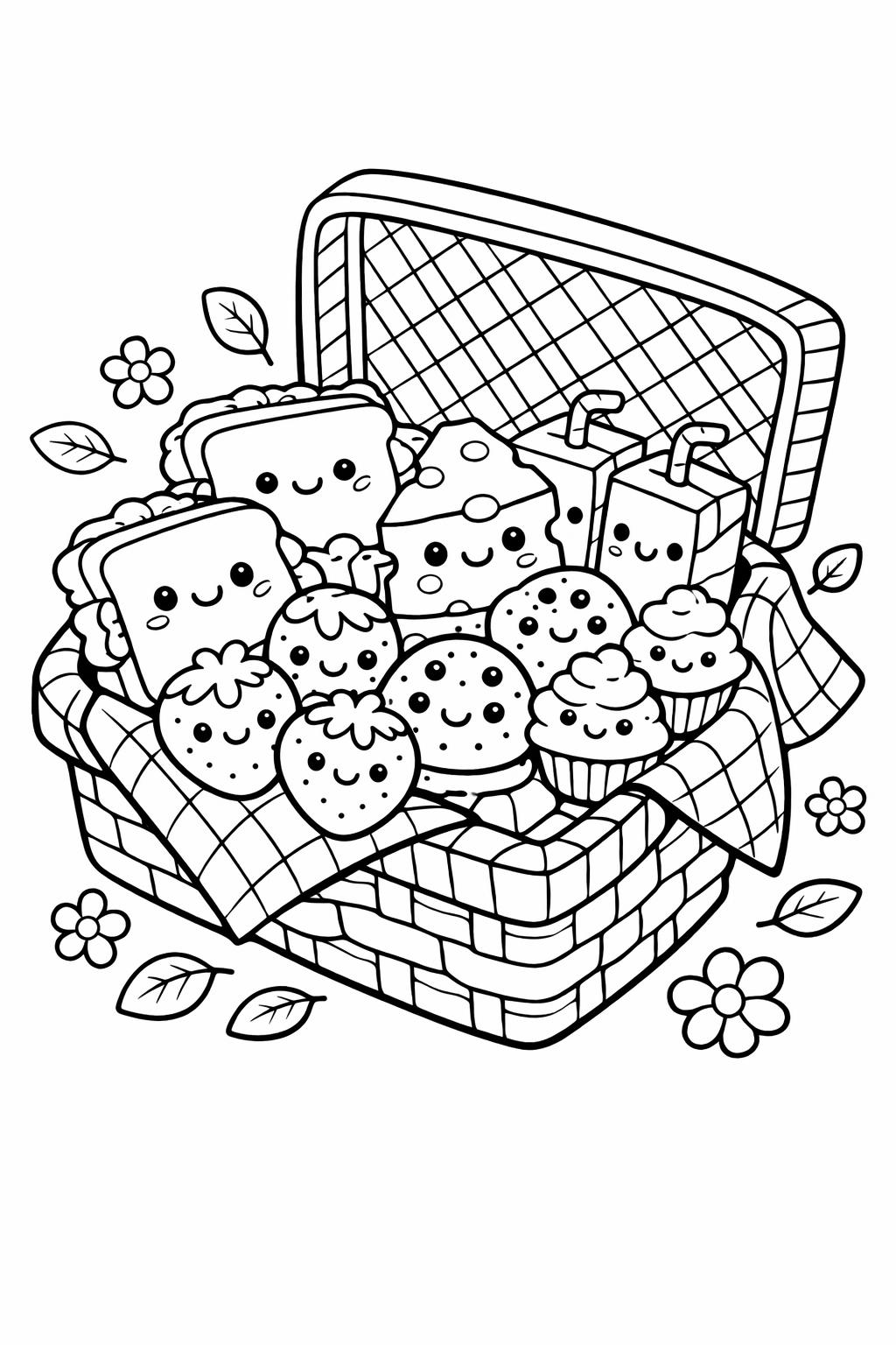 kawaii burger coloring page | cute hamburger design | printable food coloring sheet