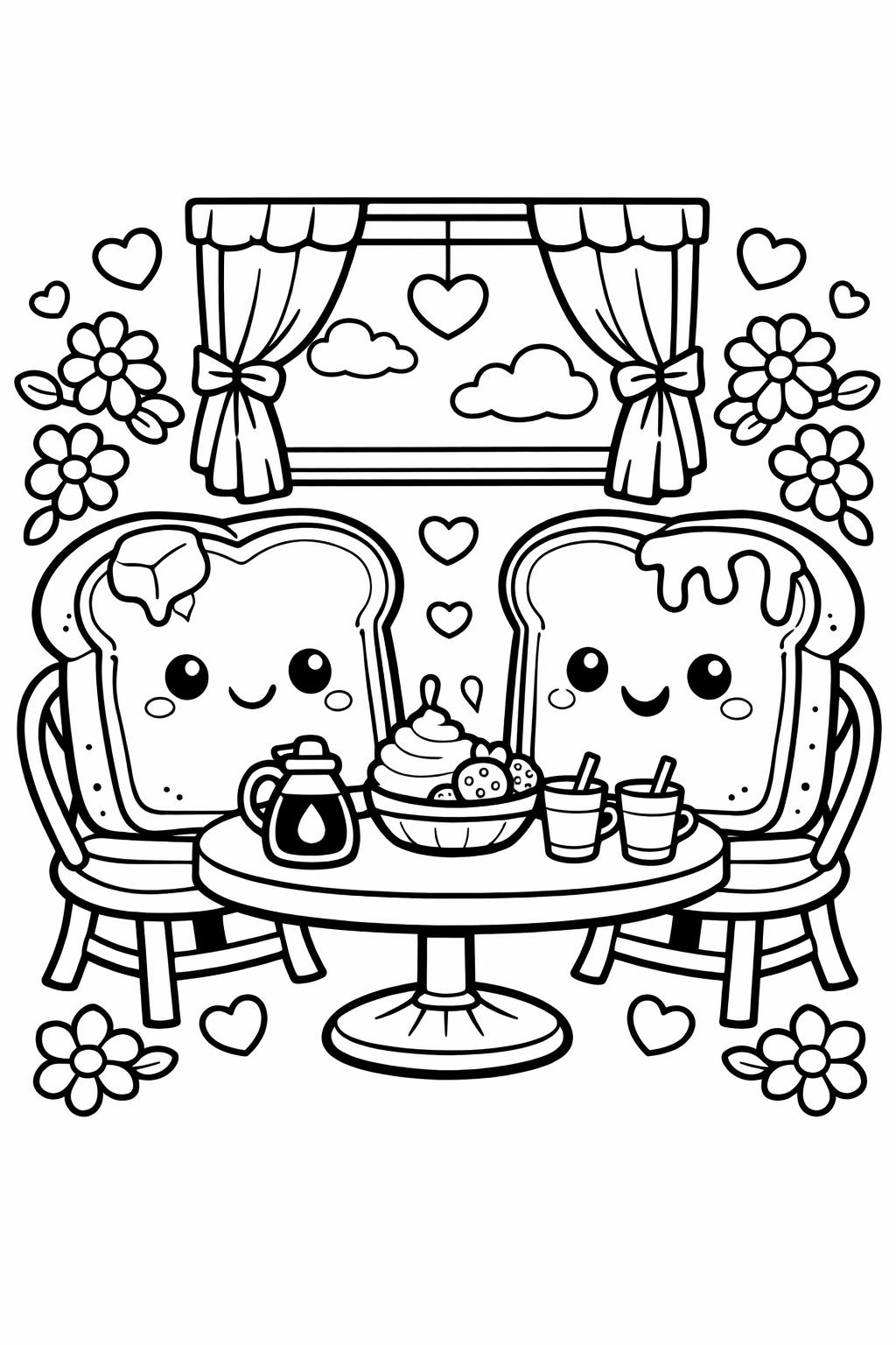 kawaii donut coloring page | adorable donut design | kids coloring sheet