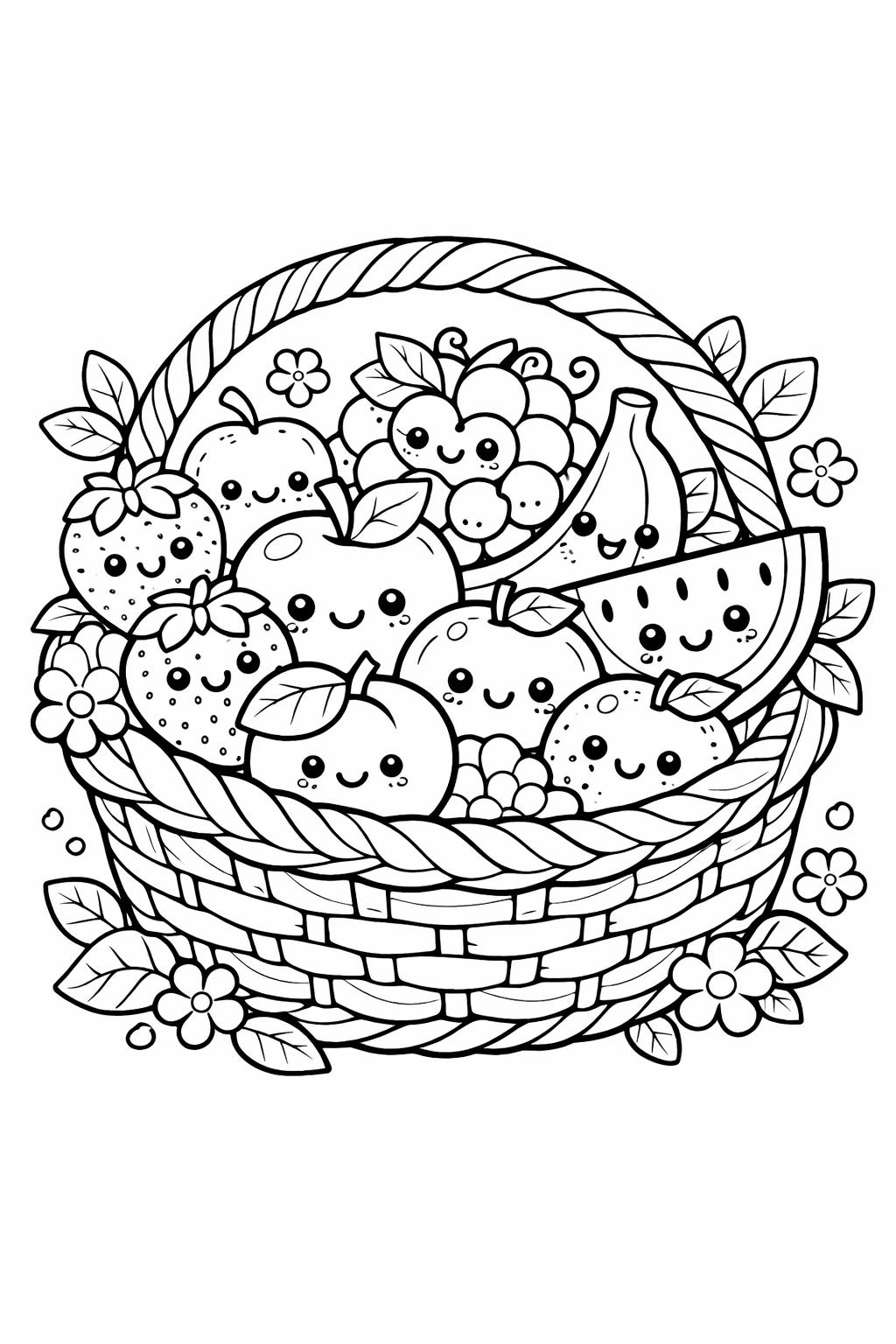 kawaii food characters coloring page | adorable food friends | fun kids coloring activity