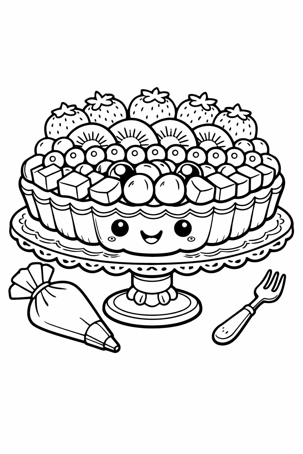 kawaii chocolate coloring page | adorable chocolate treat | fun coloring sheet