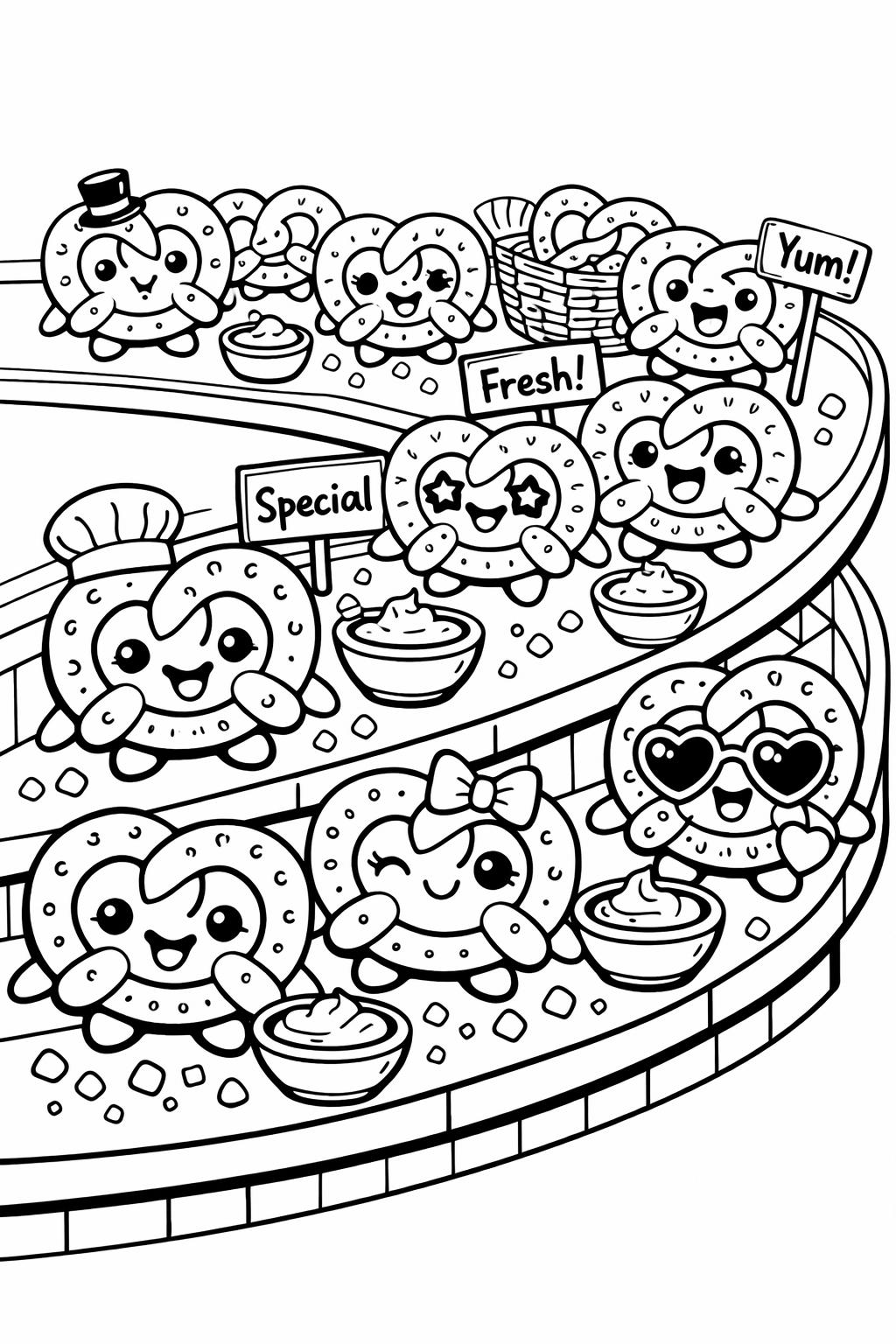 kawaii cereal bowl coloring page | cute breakfast illustration | printable food activity