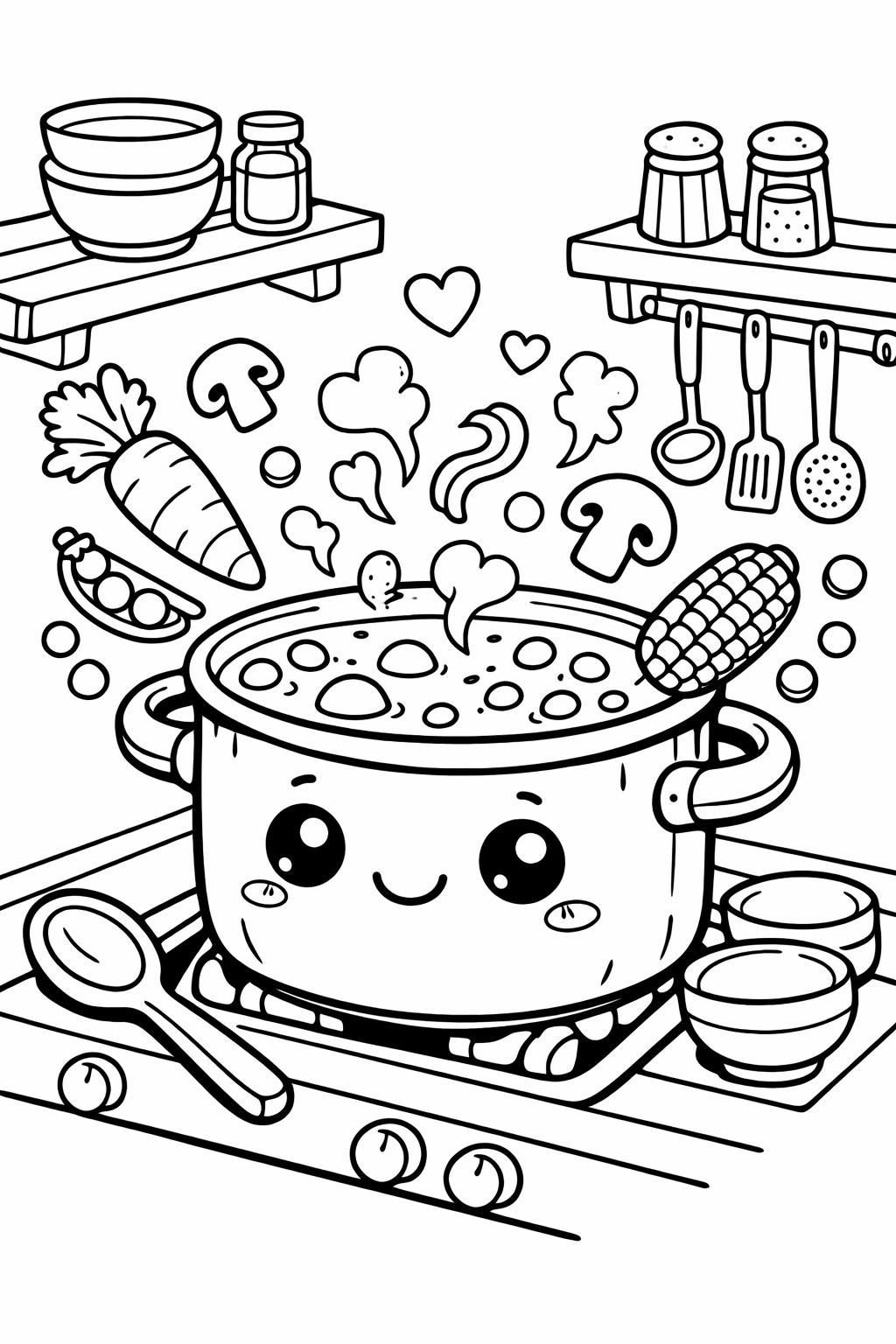 kawaii strawberry coloring page | cute strawberry illustration | printable fruit coloring sheet