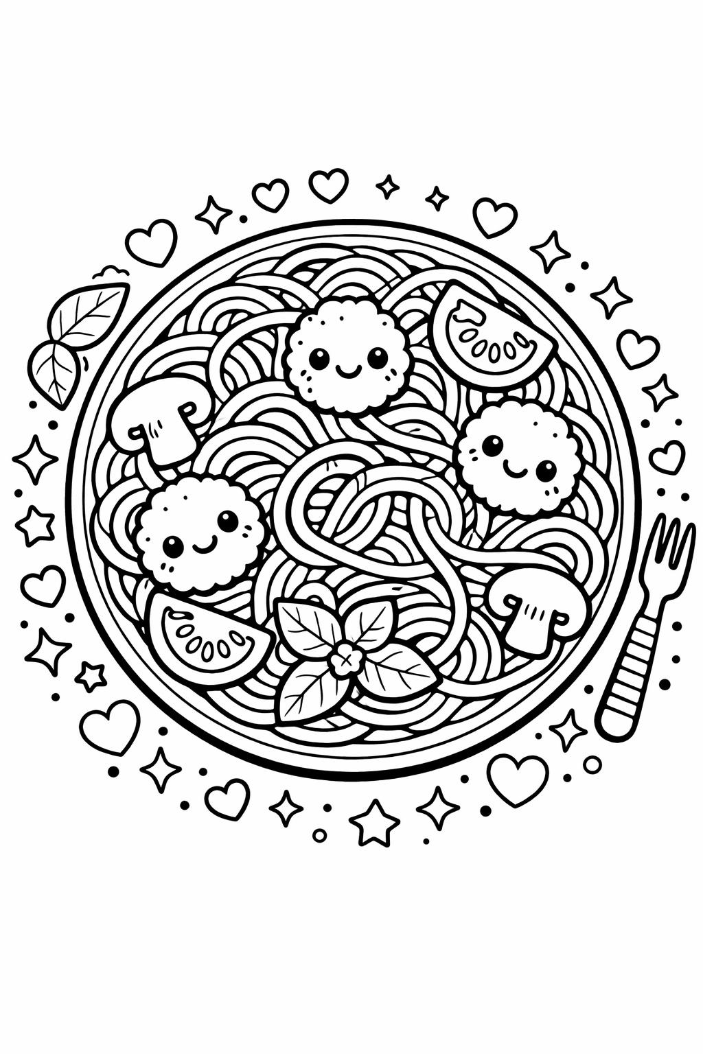 kawaii pancake coloring page | adorable breakfast design | kids coloring sheet