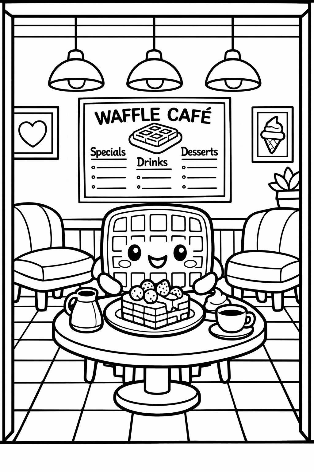 kawaii avocado coloring page | adorable avocado character | fun food coloring activity