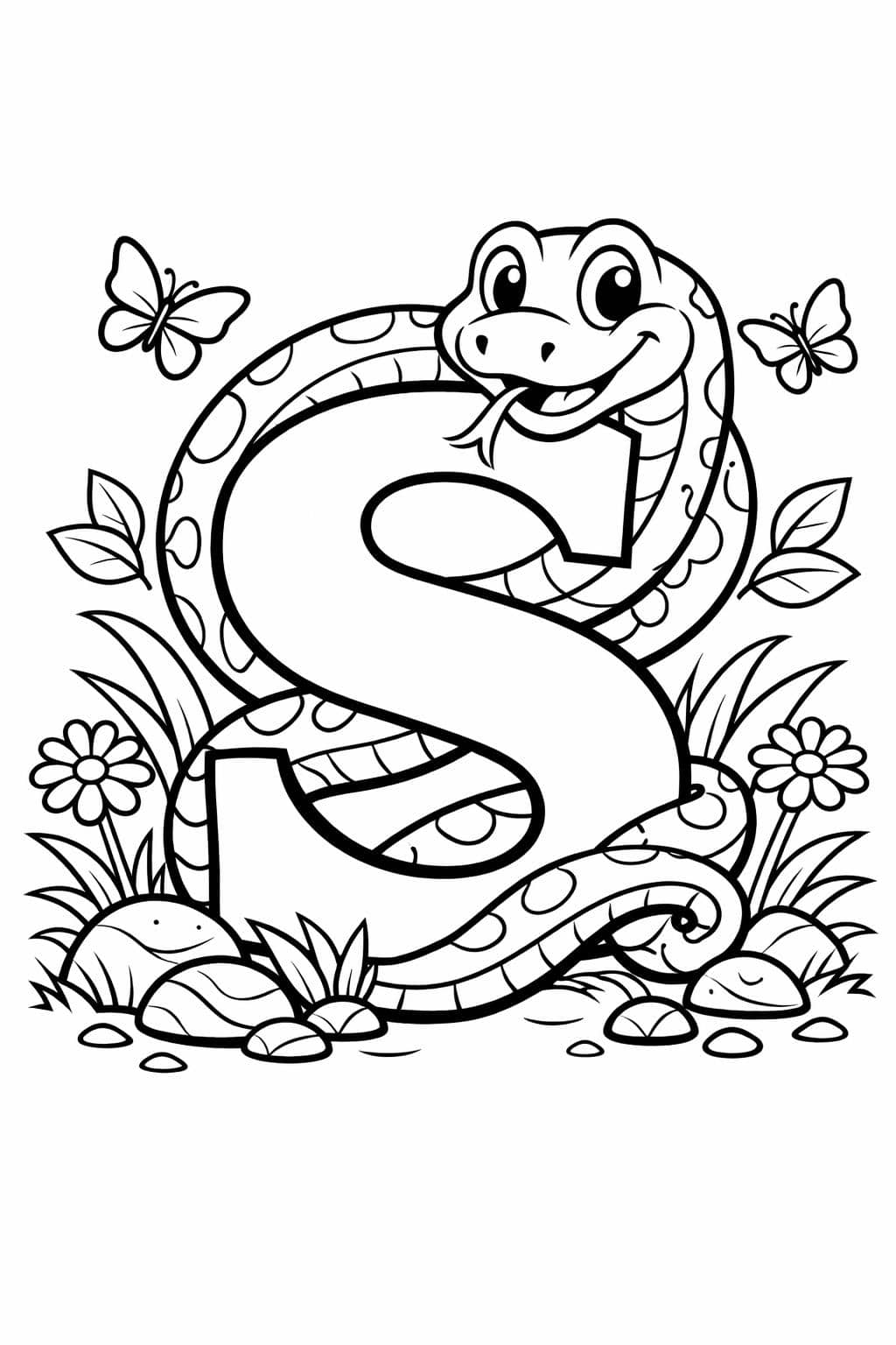 letter S printable coloring page | preschool alphabet worksheet | fun educational printable