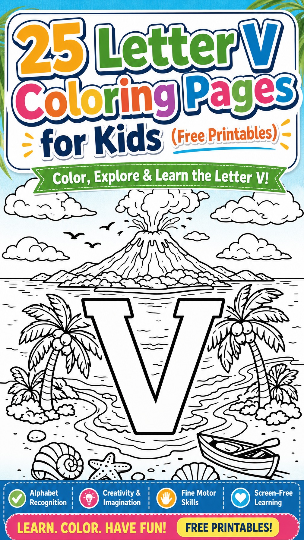 letter V coloring page | uppercase V printable | alphabet coloring activity