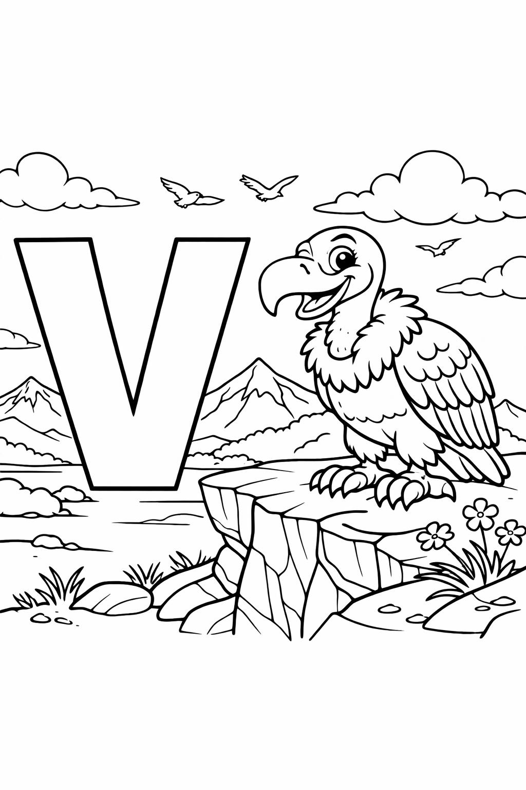 letter V printable coloring page | preschool alphabet worksheet | fun educational printable