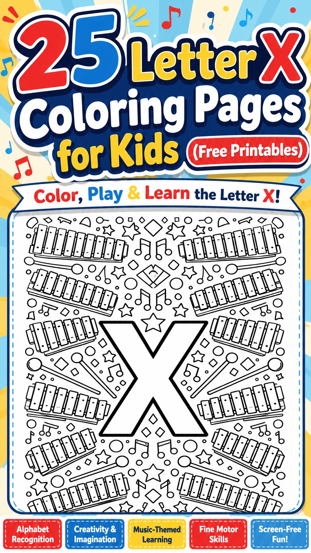 letter X coloring page | uppercase X printable | alphabet coloring activity