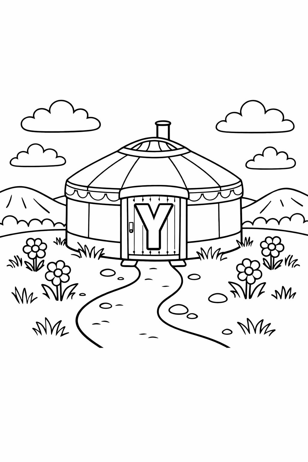 uppercase letter Y coloring page | free alphabet printable | kindergarten worksheet