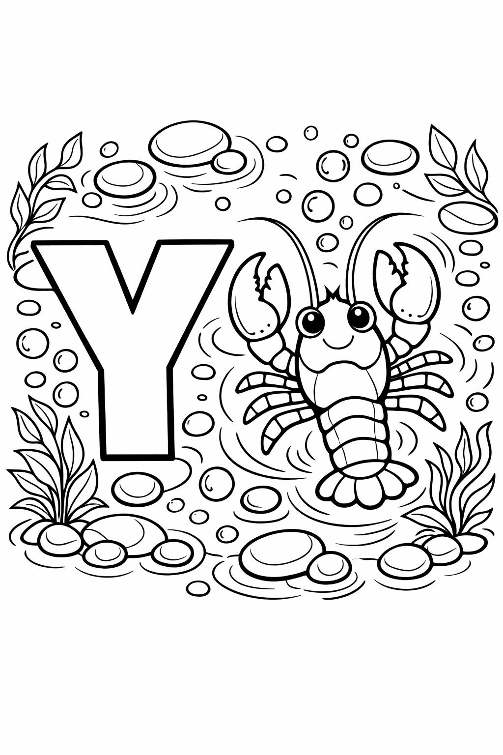 letter Y doodle coloring page | creative alphabet printable | children's art activity