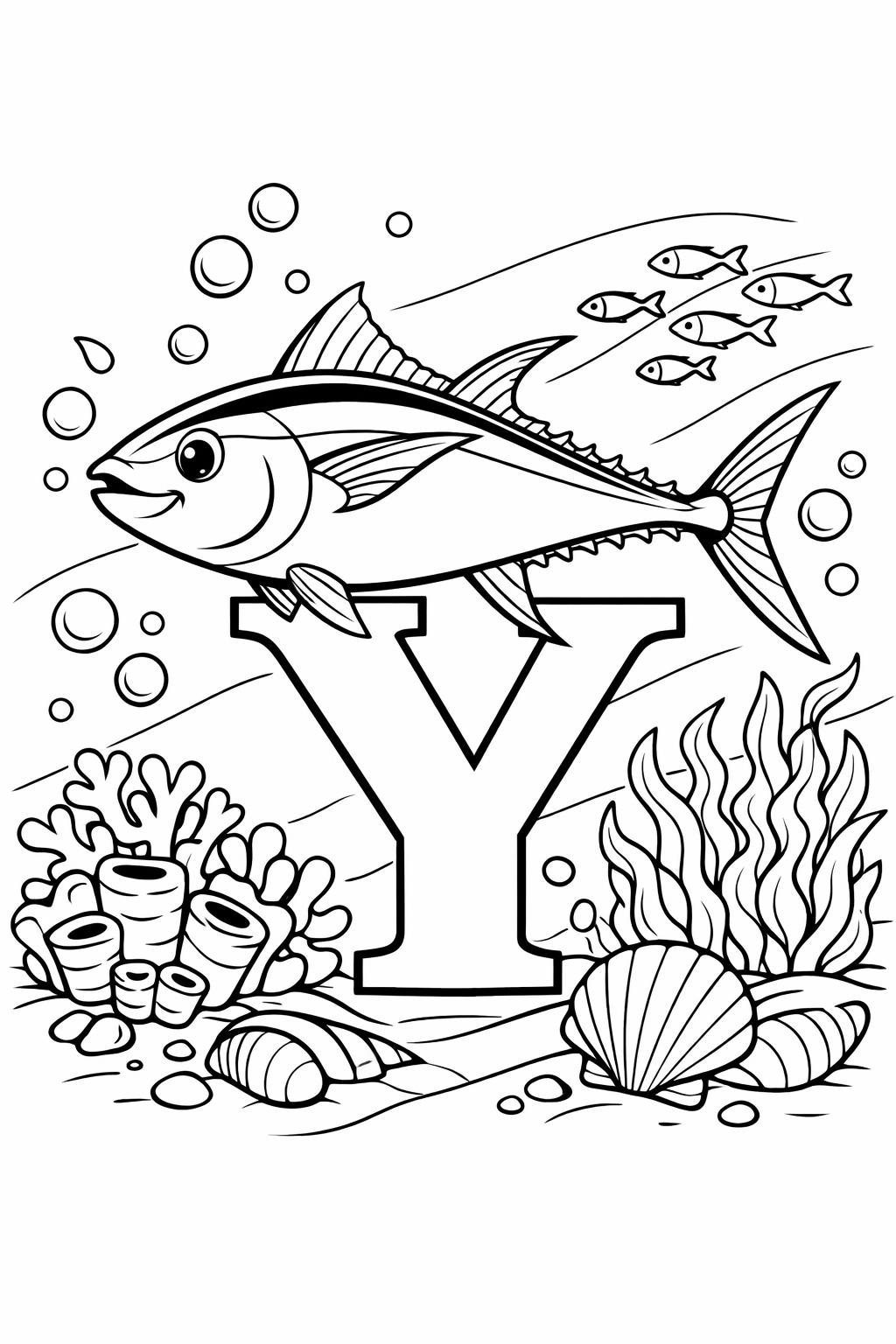 letter Y with yarn coloring page | craft alphabet activity | preschool coloring sheet