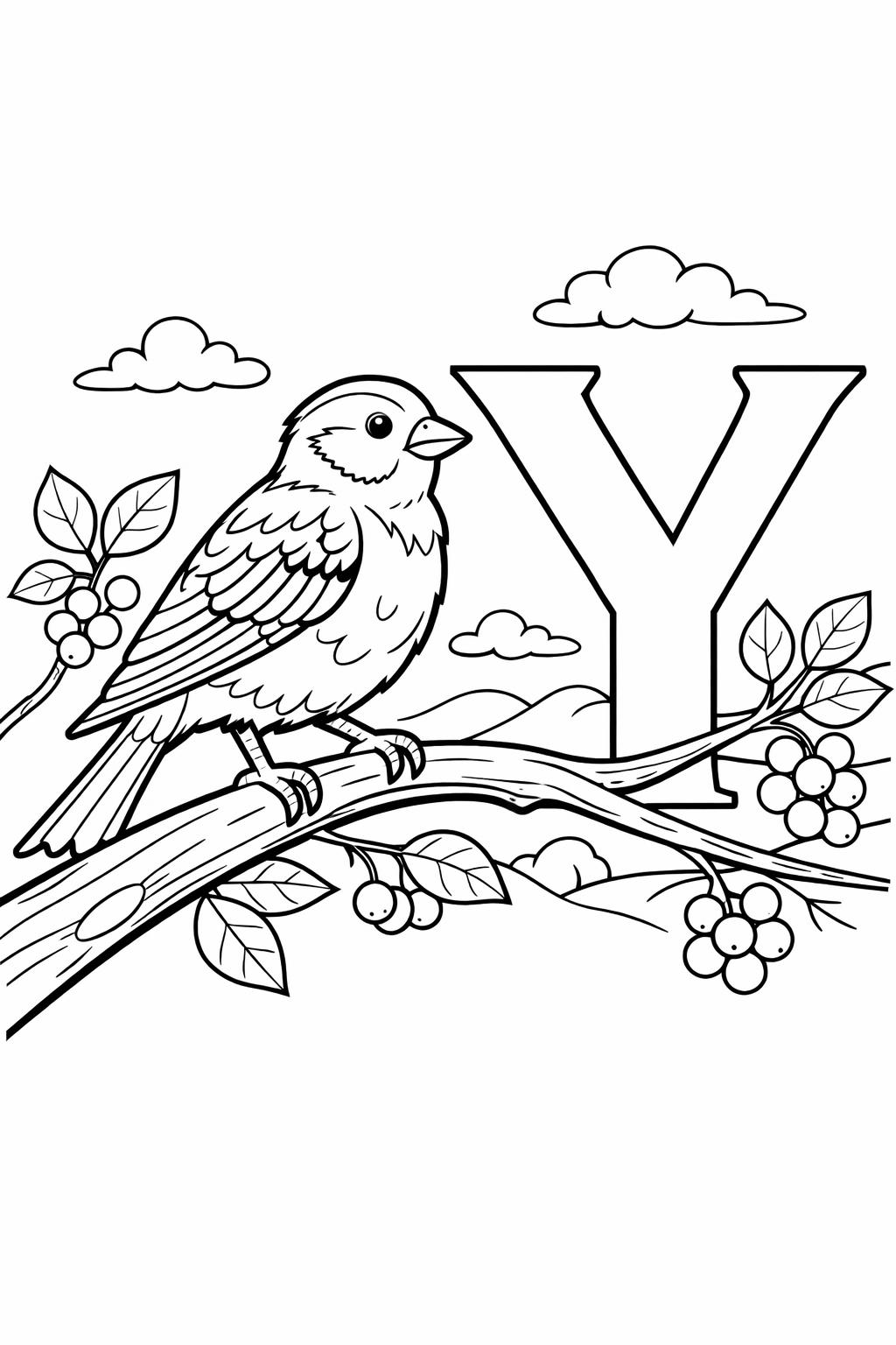 letter Y bubble letter coloring page | large alphabet outline | printable coloring activity