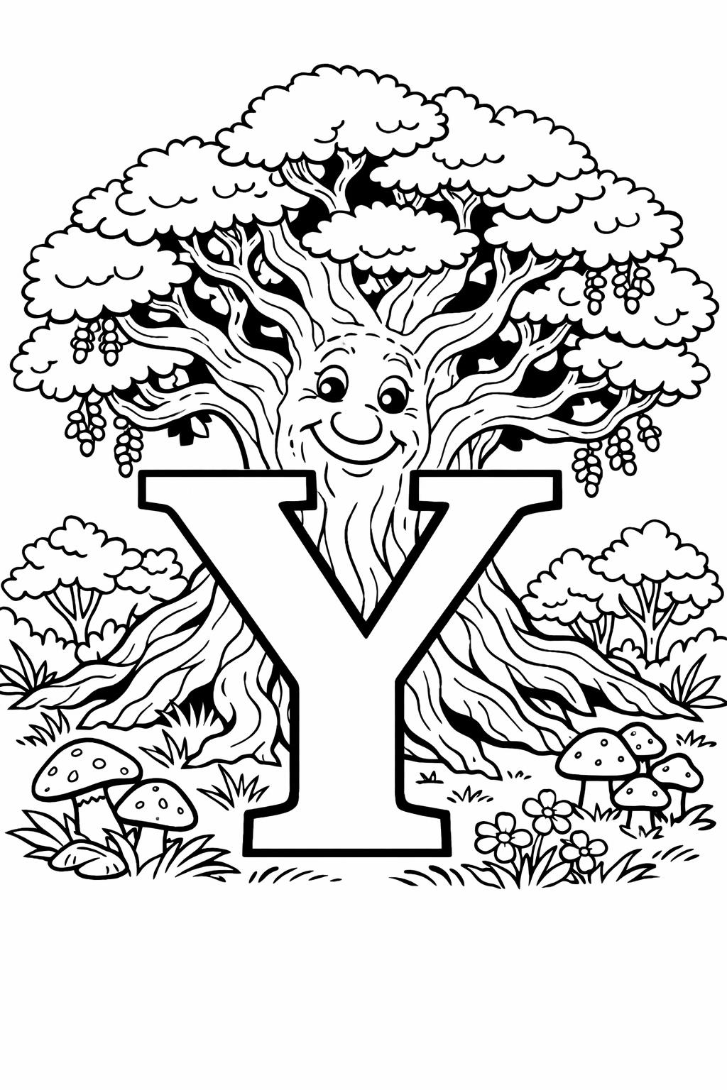 letter Y with yogurt coloring page | food alphabet printable | educational kids activity