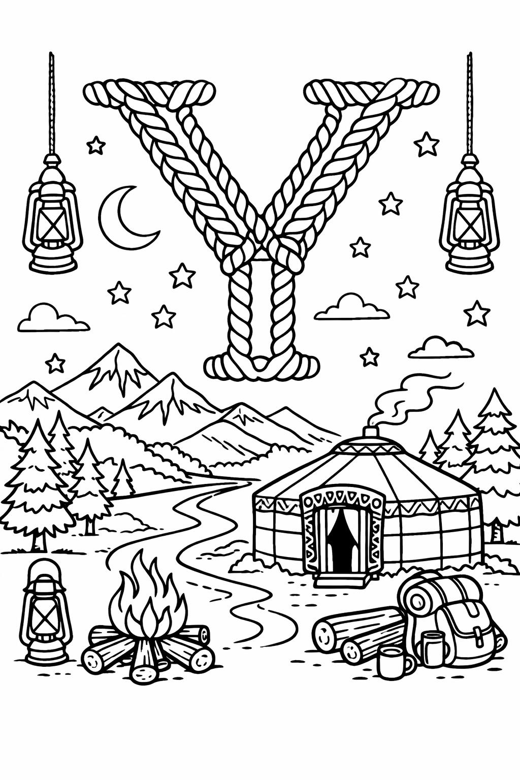 letter Y fun coloring page | alphabet learning activity | printable for children
