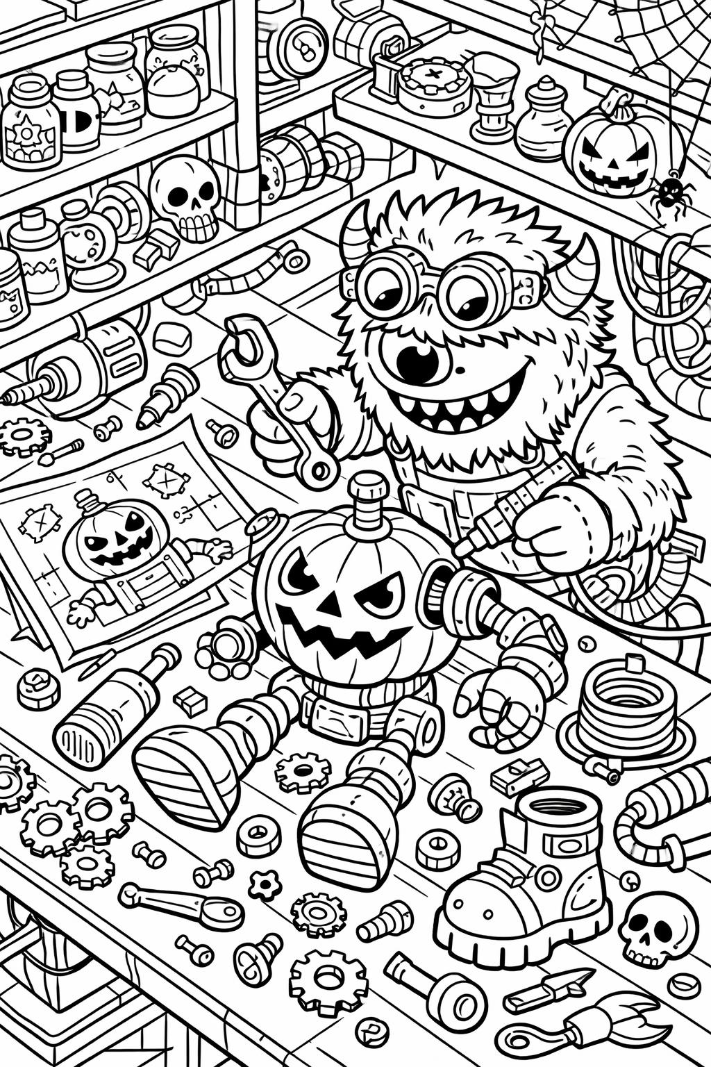 kawaii monster coloring page | adorable Halloween character | cute printable activity