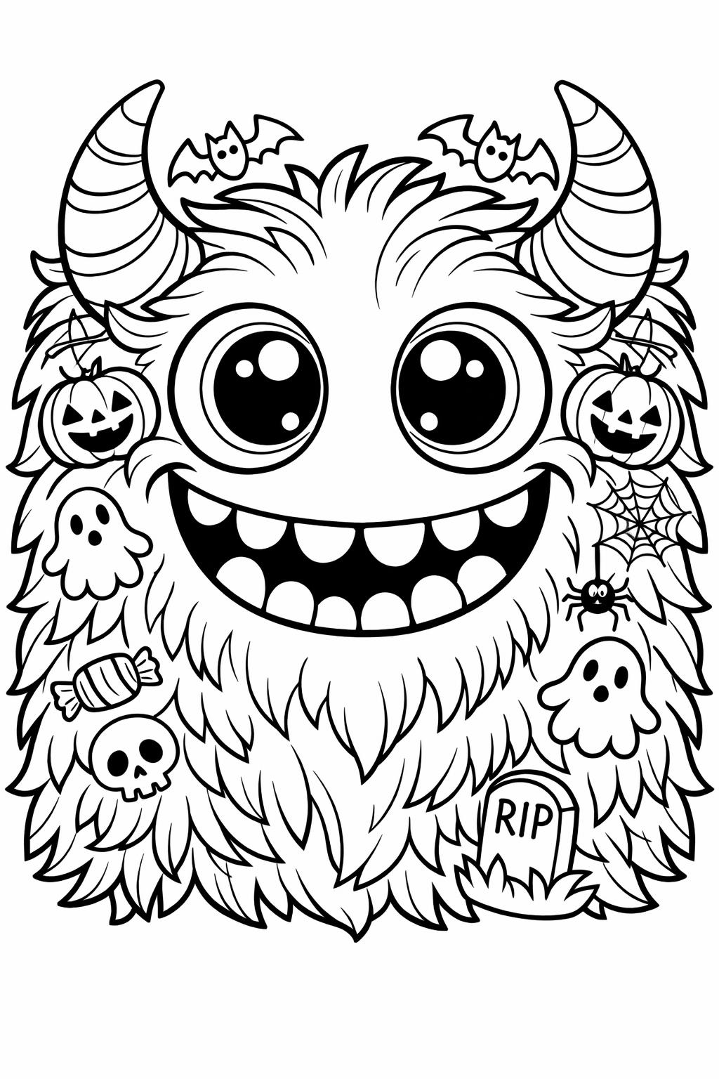monster coloring page for preschoolers | easy Halloween activity | beginner coloring sheet