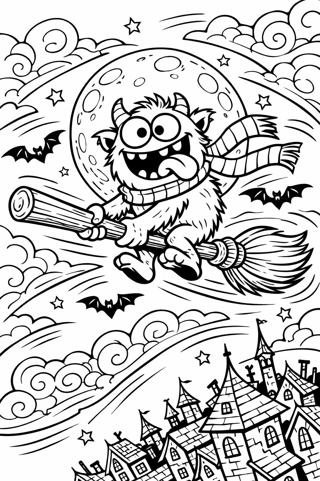 friendly monster coloring page | adorable Halloween creature | kids printable activity