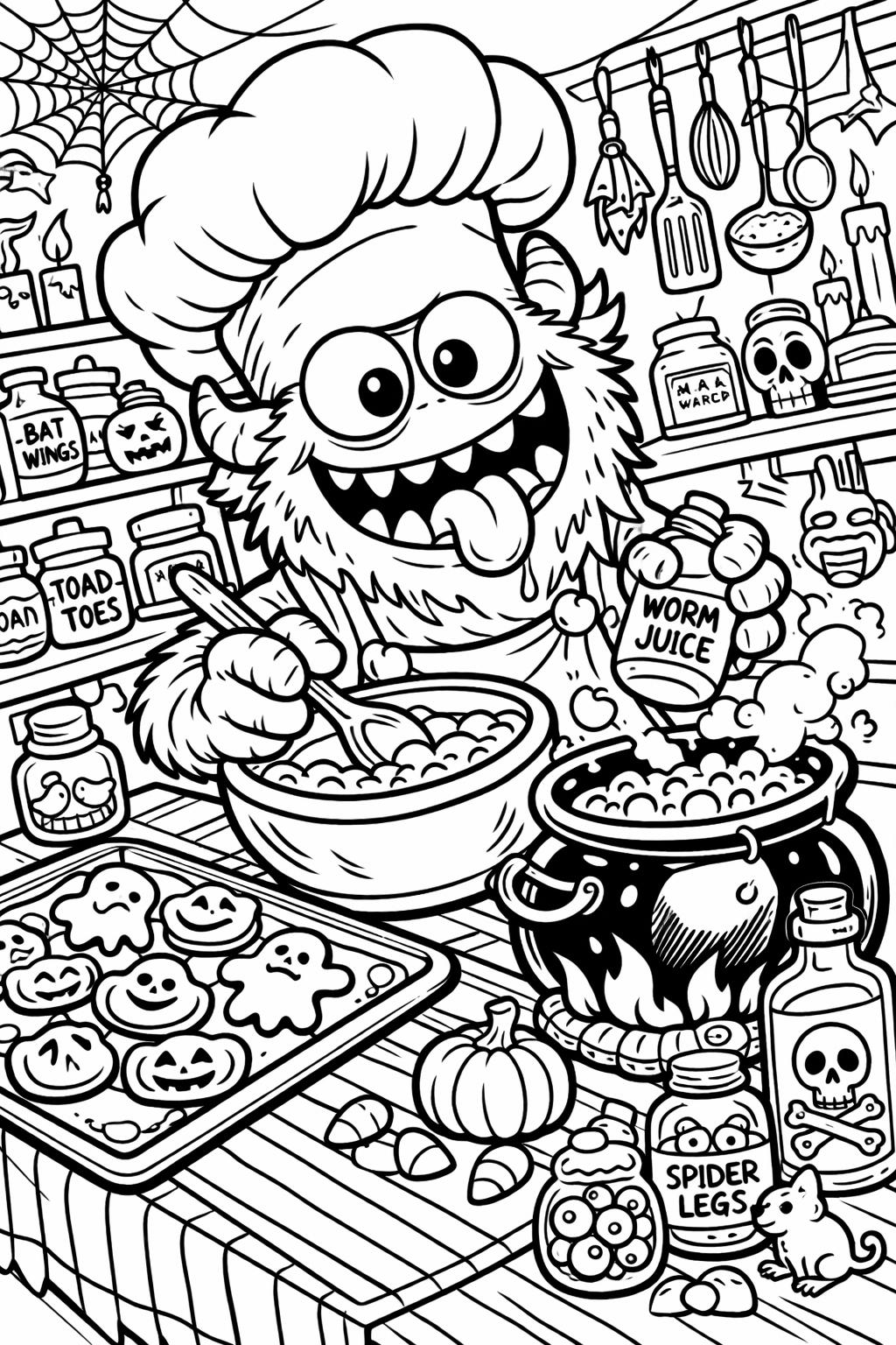 monster coloring page for kindergarten | spooky learning activity | printable Halloween sheet