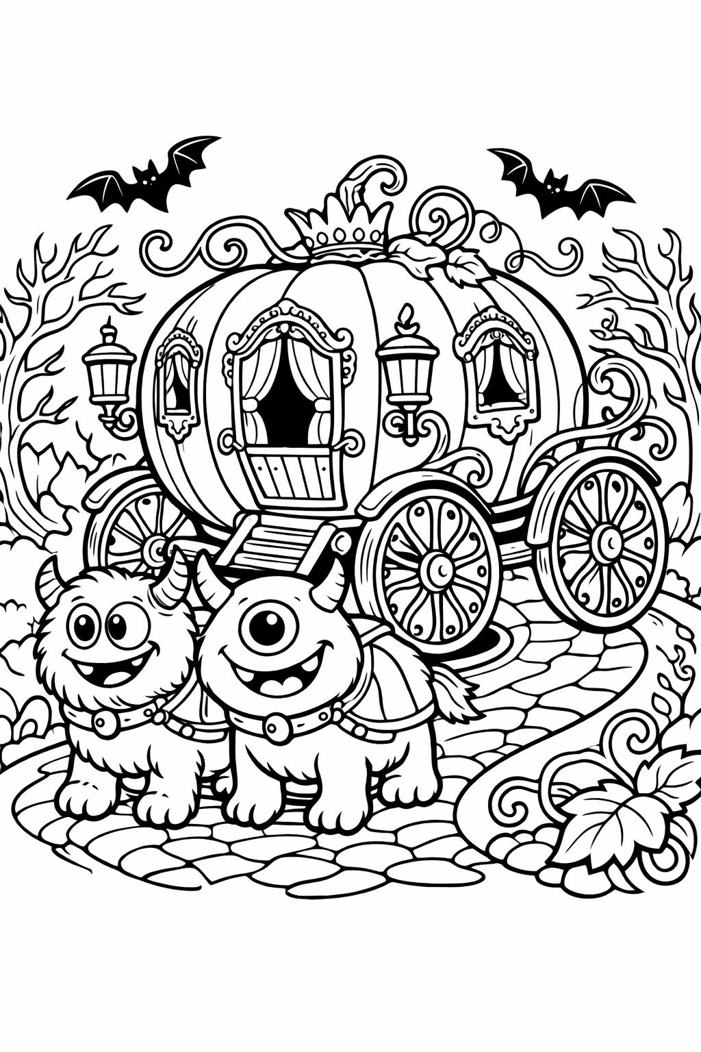monster and vampire coloring page | Halloween character group | fun coloring sheet