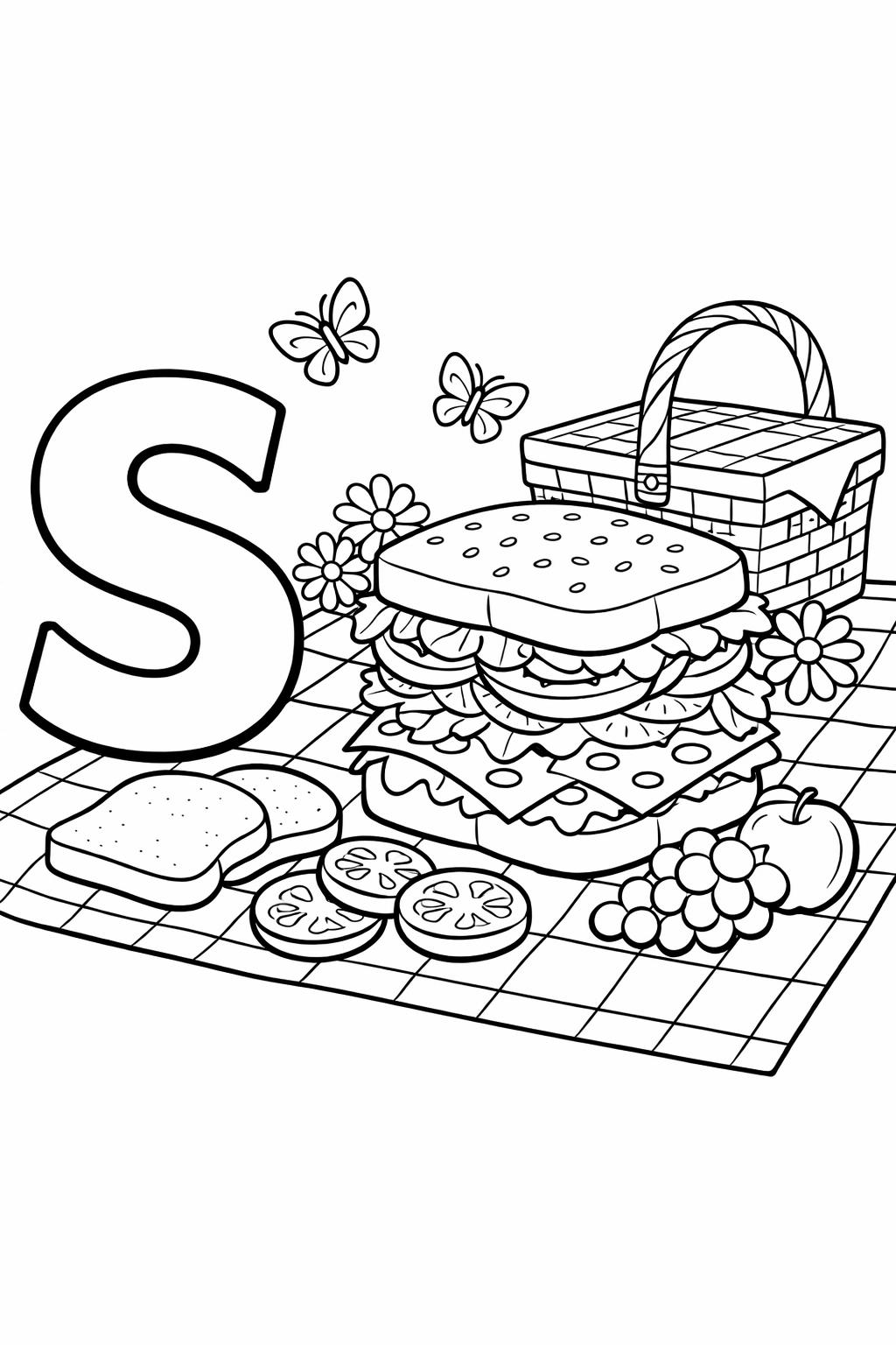 alphabet S coloring page | beginner reading activity | printable learning page