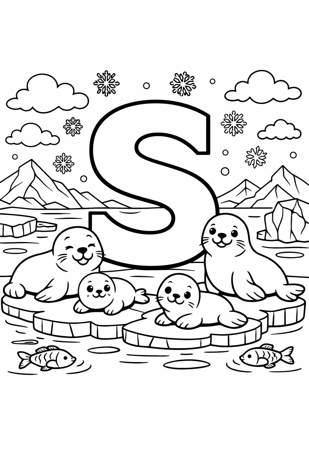 letter S animal coloring page | S is for snake | educational coloring sheet